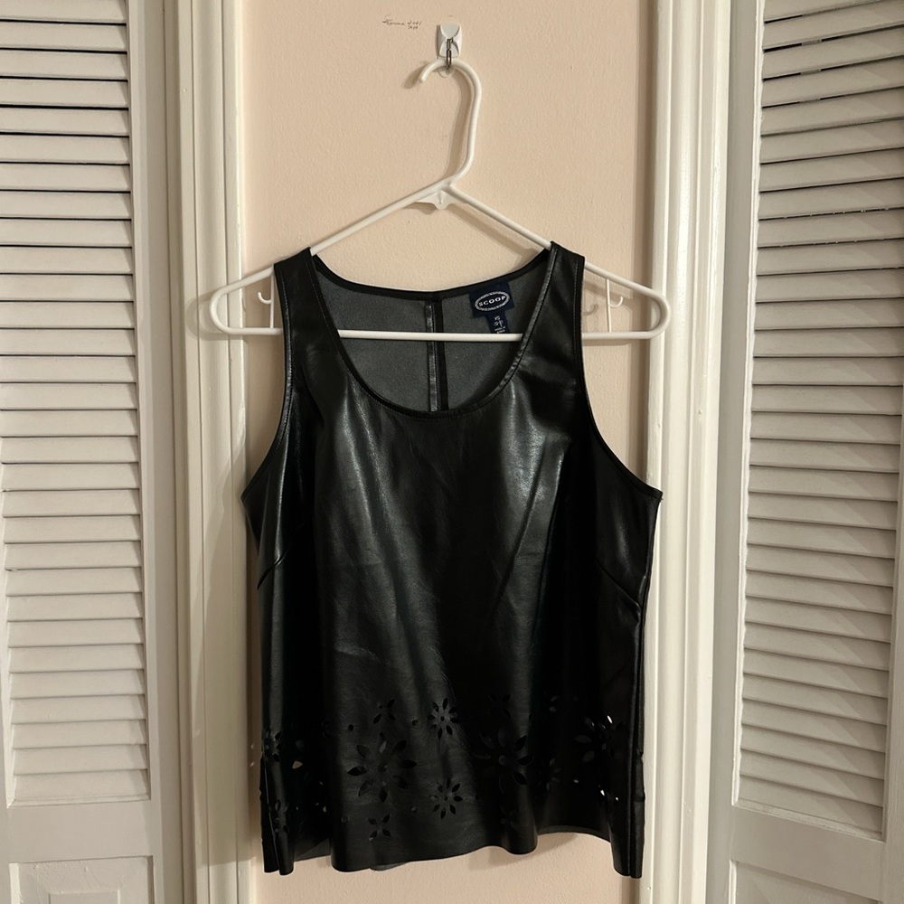 Vintage black Sleeveless Top with Floral Cutouts - size XS